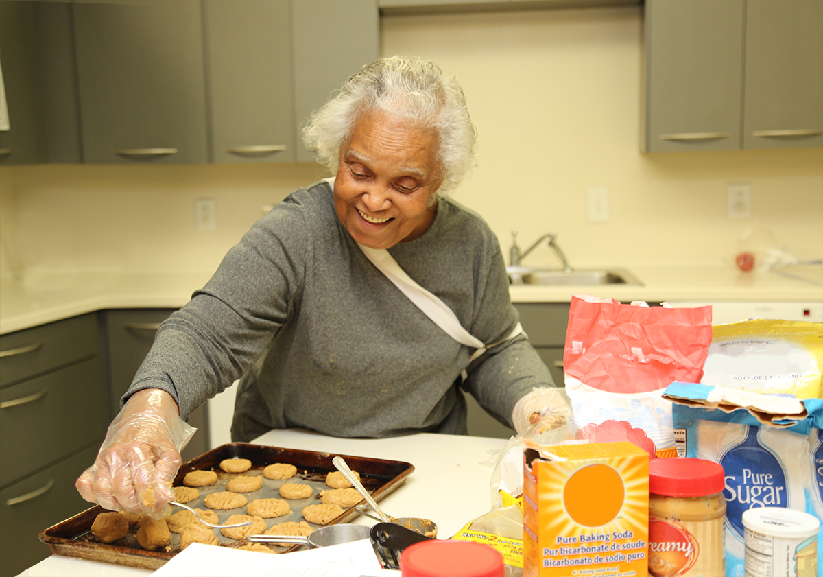 Woman baking cookies