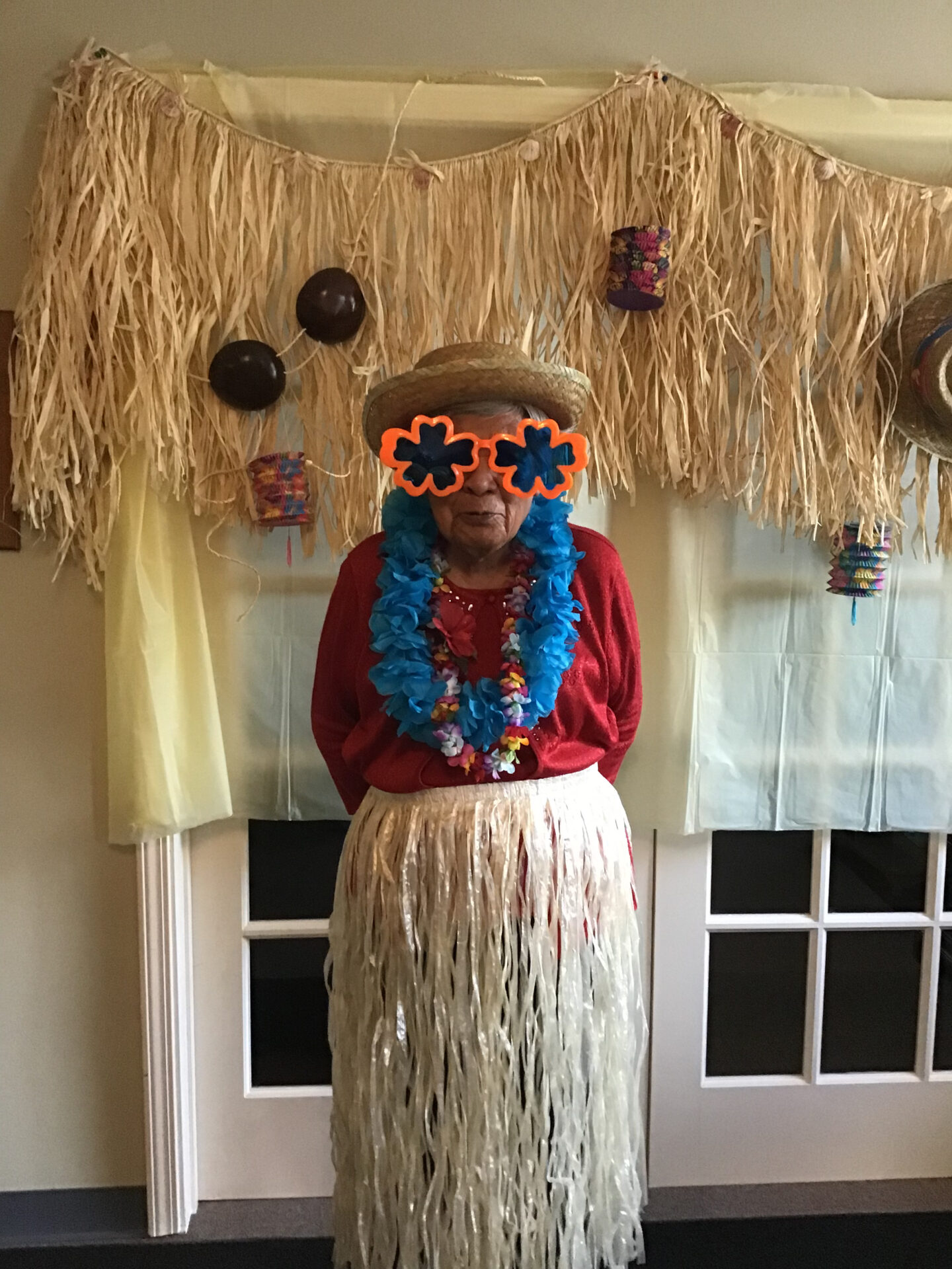 Guest individuality at Joy's House Hula Skirt and Glasses